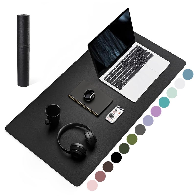 YSAGi Non-Slip Leather Desk Pad, Waterproof Laptop Computer Desk Keyboard Mat, Table Protector Blotter Mat, Large Mouse Pad for Office/Work/Home/Decor(Black, 31.5" x 15.7") - Image 1